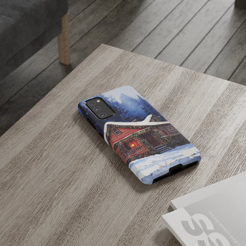 Cozy Christmas Cabin in the Snow - Impact Resistant Phone Case